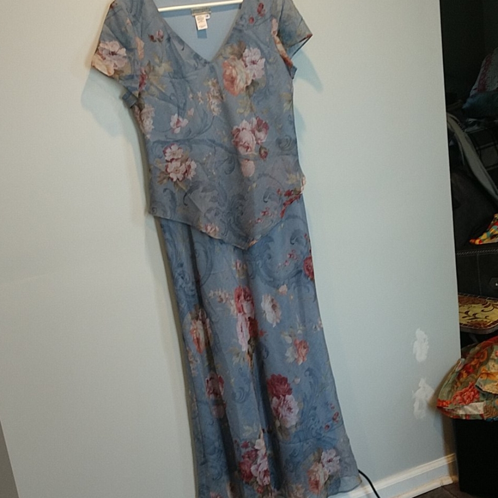 Coldwater Creek long chiffon dress,Sz.12,EUC